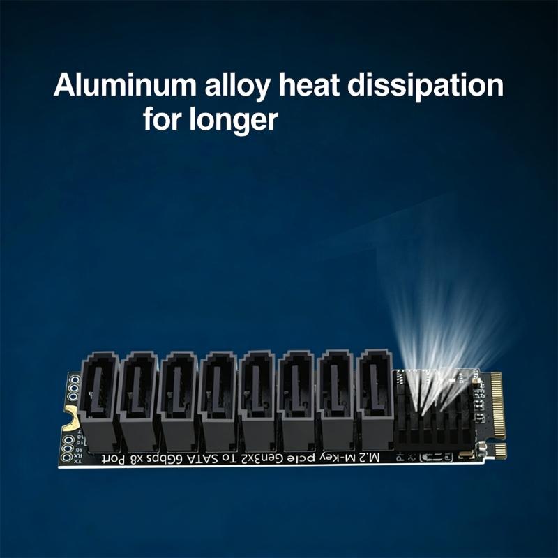 M.2 NVME PCIE to SATA3.0 6Gbps 6 Port Expansion Card Hard Drive Extended PCIE Adapter Card For Monitoring