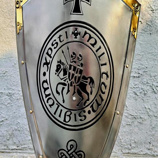 71,12 cm scut medieval cavaler templier Scut de încălzire Scut de oțel calibrul 18