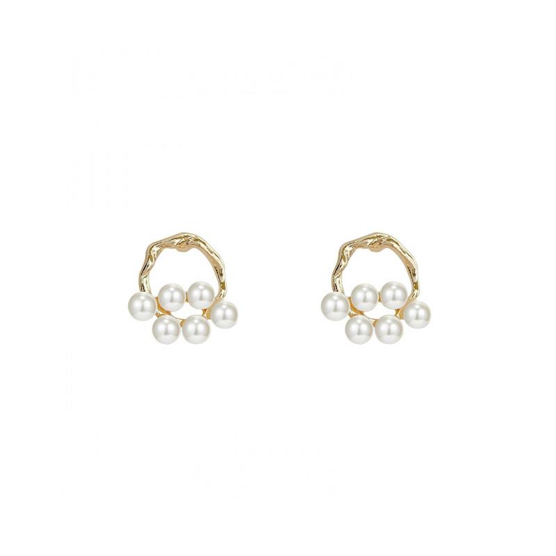 Silver Needle Baroque Pearl Irregular Stud Earrings Design Sense Earrings Femininity Simple Versatile Retro Earrings