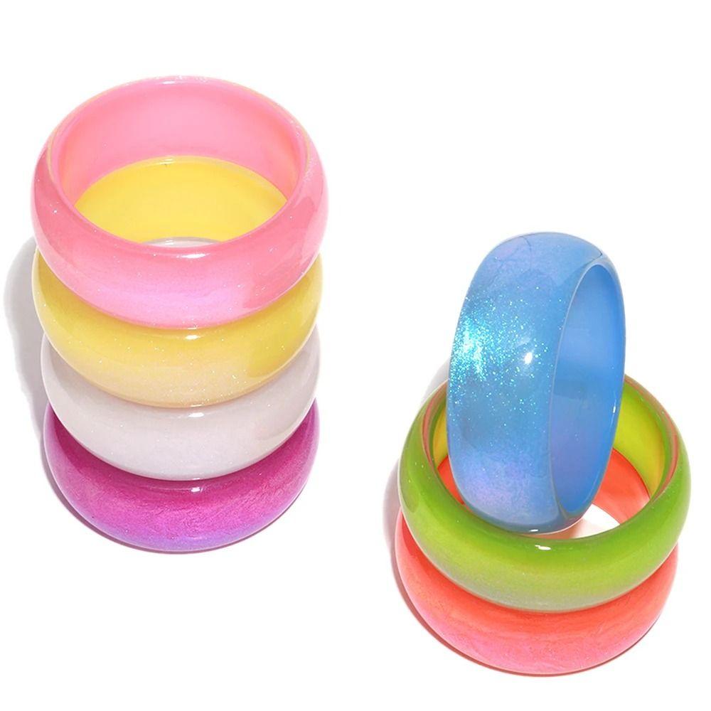 Geometric Design Irregular Wide Bracelet Glitter Big Round Transparent Hand Ring  Gift