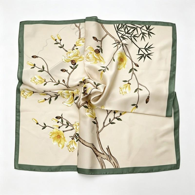 70x70cm Nylon Square Scarf Women Vintage Print Lightweight Accessory Office Casual Hair Styling