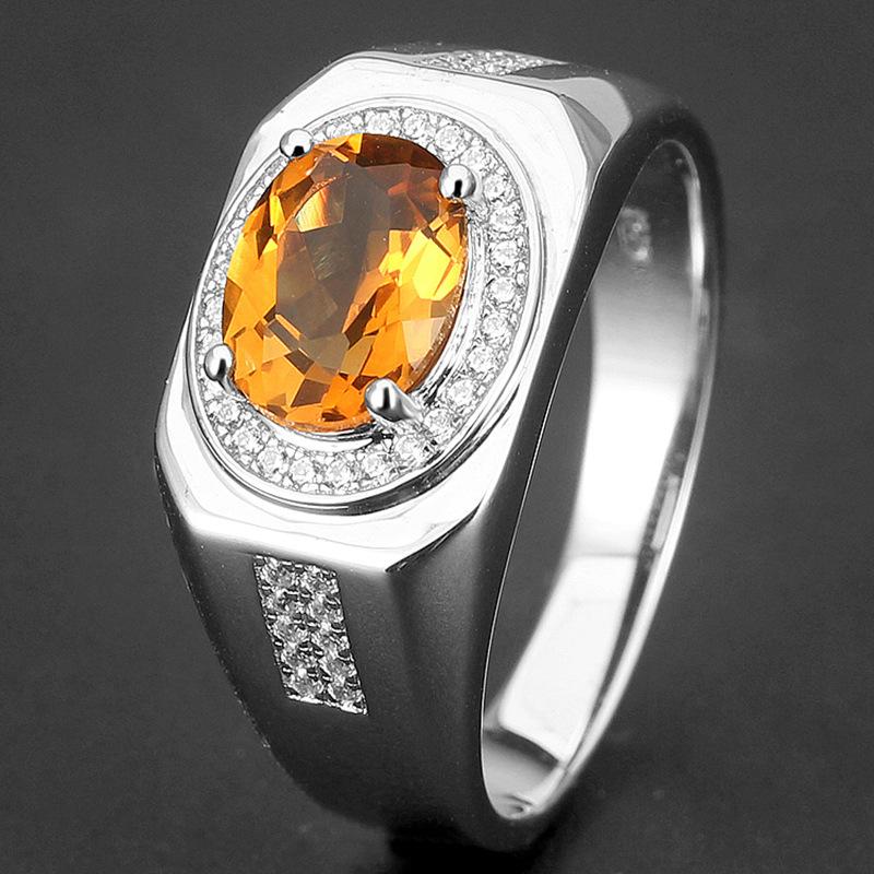 

Кольцо с желтым кристаллом и драгоценным камнем для мужских трендов, индивидуальное и модное