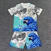 Kids Parrot Bird Animals Printed Outdoor Street Kids T-shirt and Shorts 2 Piece Set Summer Home Casual Outfit Boy and Girl's Sports Set