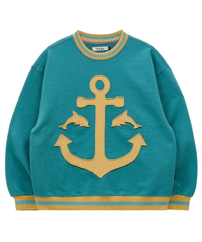 WAIKEI Marine Applique Vintage Sweatshirt Sky Blue