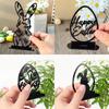 DIY Party Decoration Supplies Egg Easter Rabbit Black Acrylic Table Ornament Hollow Out