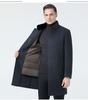Men's Middle-Aged Stand Collar Wool Coat with Detachable Down Liner, Plus Size