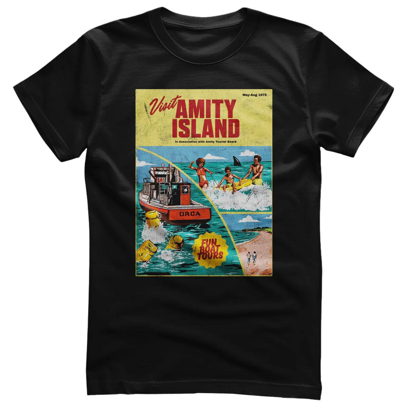 Officially Licensed JAWS Visit Amity Island Retro Mens T-Shirt XL