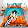 Vibrant Blue Zebra Print Duvet Cover Set Playful Stylish Bedding Suitable Children Kids And Adults Warm Soft And Breathable
