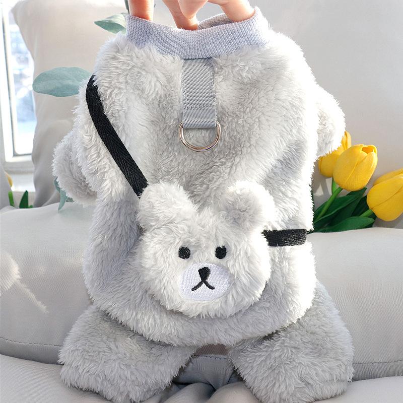 Pet Puppy Clothes Autumn And Winter With Traction Pomeranian Small Puppy Bichon Frize Winter Teddy Four-legged Clothes Autumn Clothes