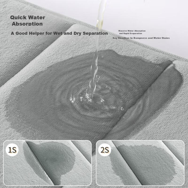 Qiqijia Household Bathroom Absorbent Mat, Bath Mat, Entrance Doormat, Quick-Drying Foot Mat, Toilet Washroom Non-Slip Mat