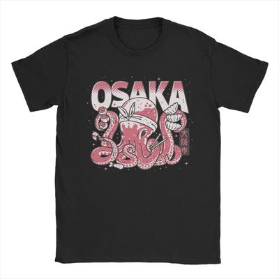 Osaka Dotonbori Drunken Octopus T Shirts Men's Pure Cotton Vintage T-Shirts Round Collar Tees Short Sleeve Clothes Printing