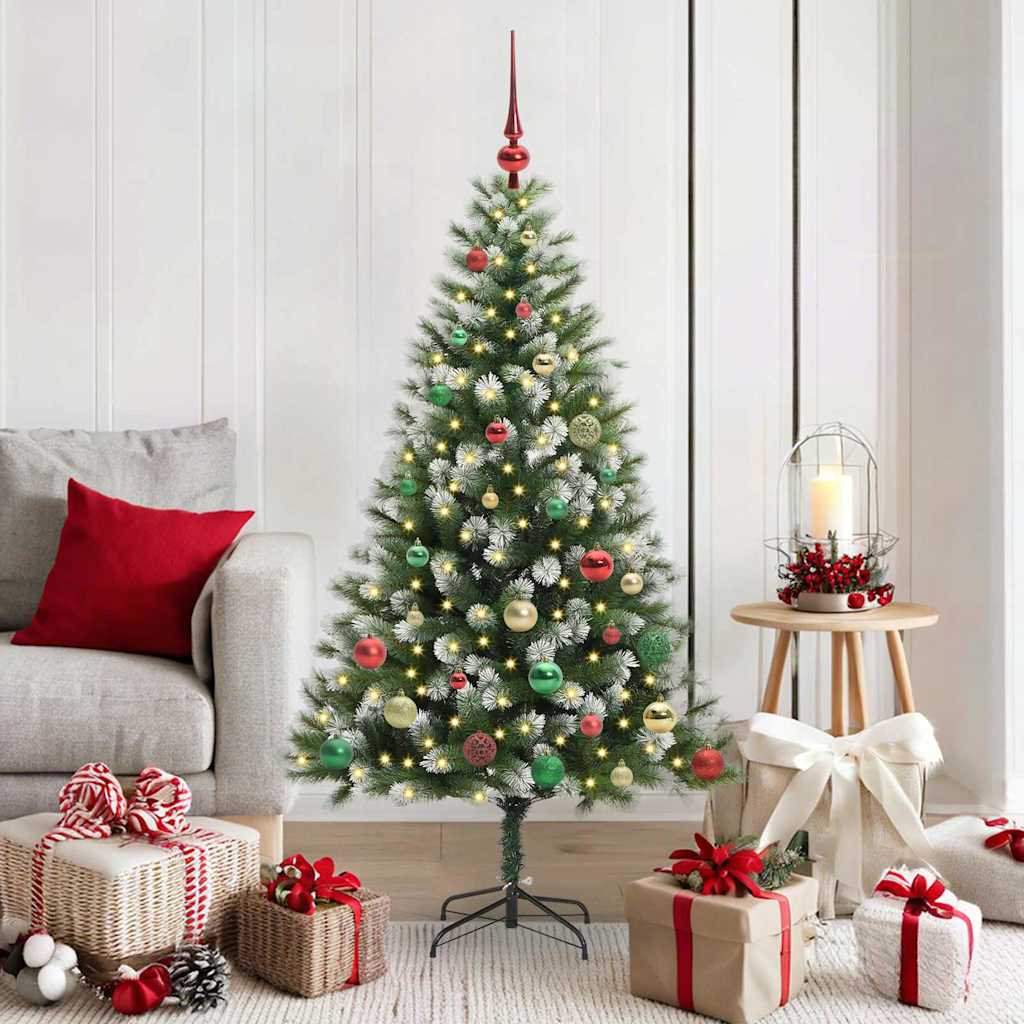 vidaXL Artificial Rotatable Christmas Tree with Flocked Snow
