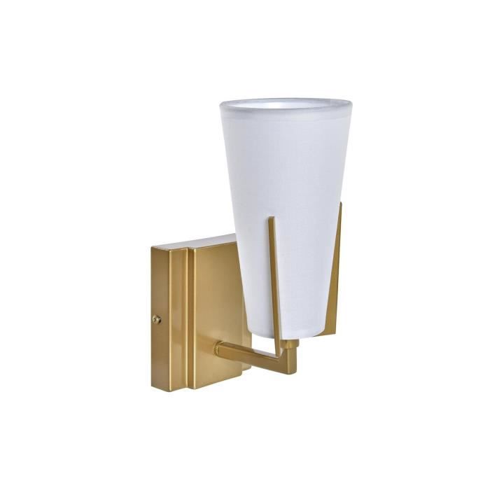 Applique Murale - DKD Home Decor - 25W - Métal Doré - Polyester Blanc - E14 220V