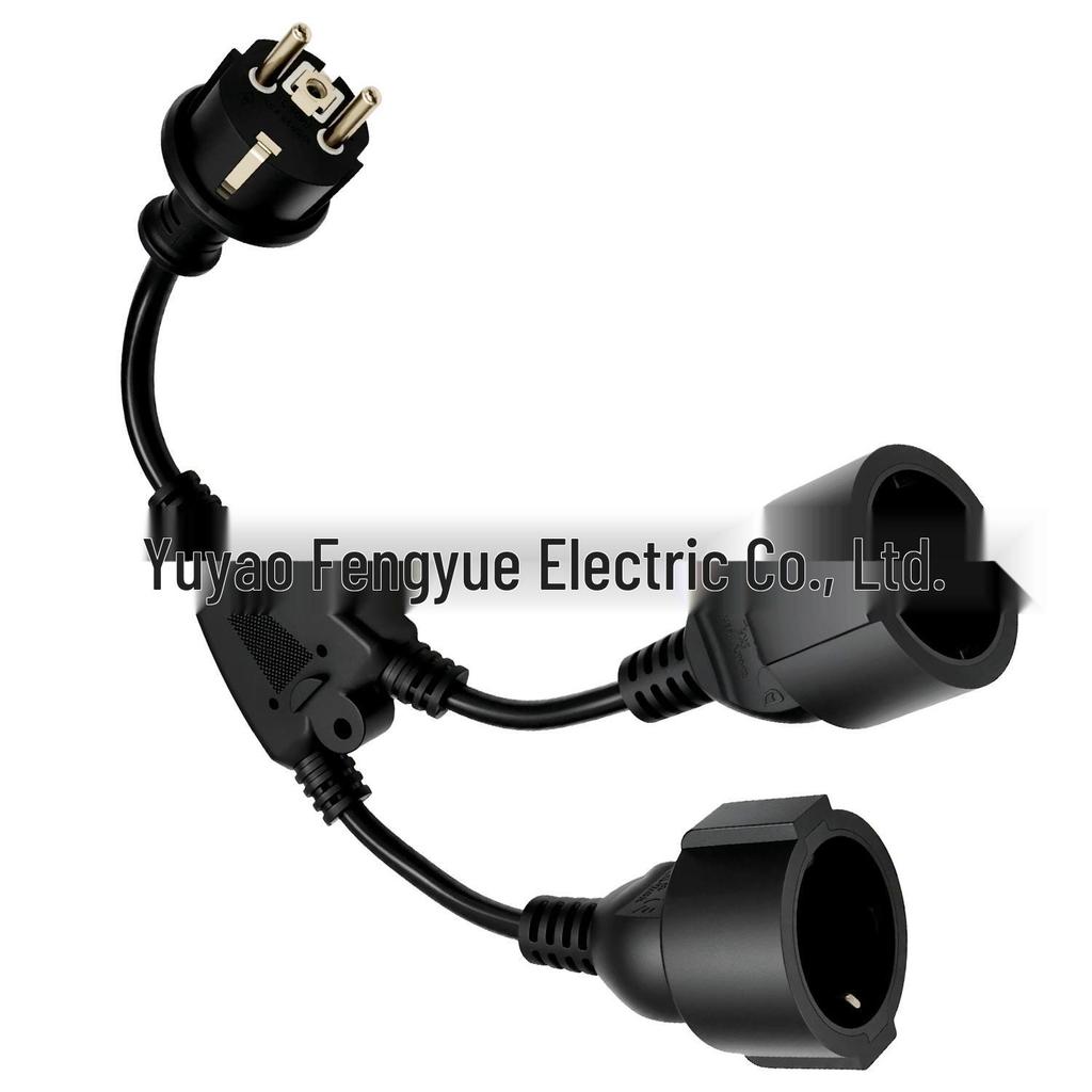 0.34m European Standard 1-to-2 German Plug Extension Power Cord Splitter