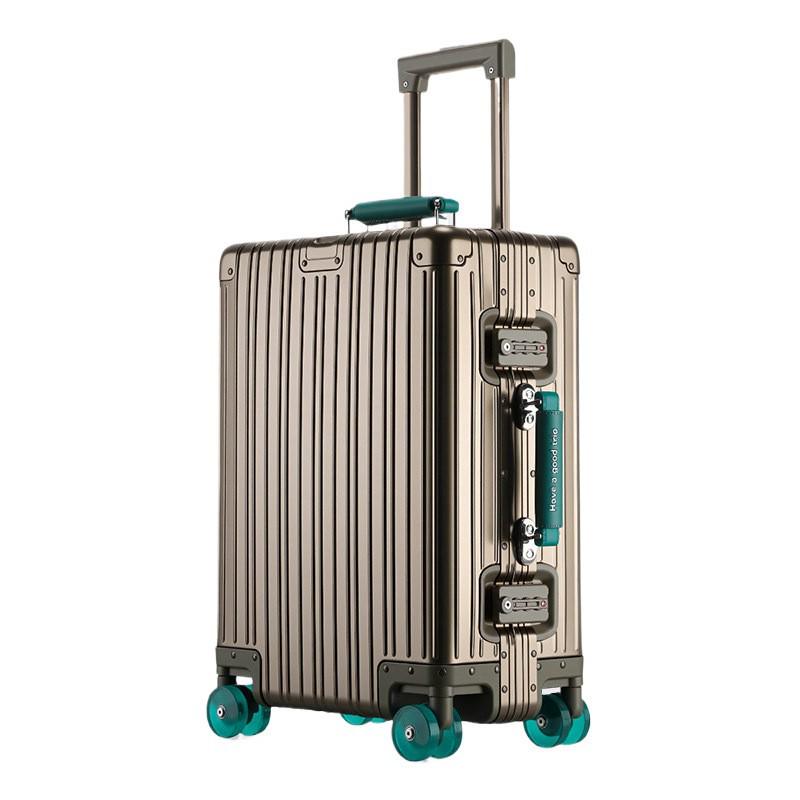 Germany 20" Metal Alloy Trolley Luggage - High Capacity Travel Case with Leather Finish