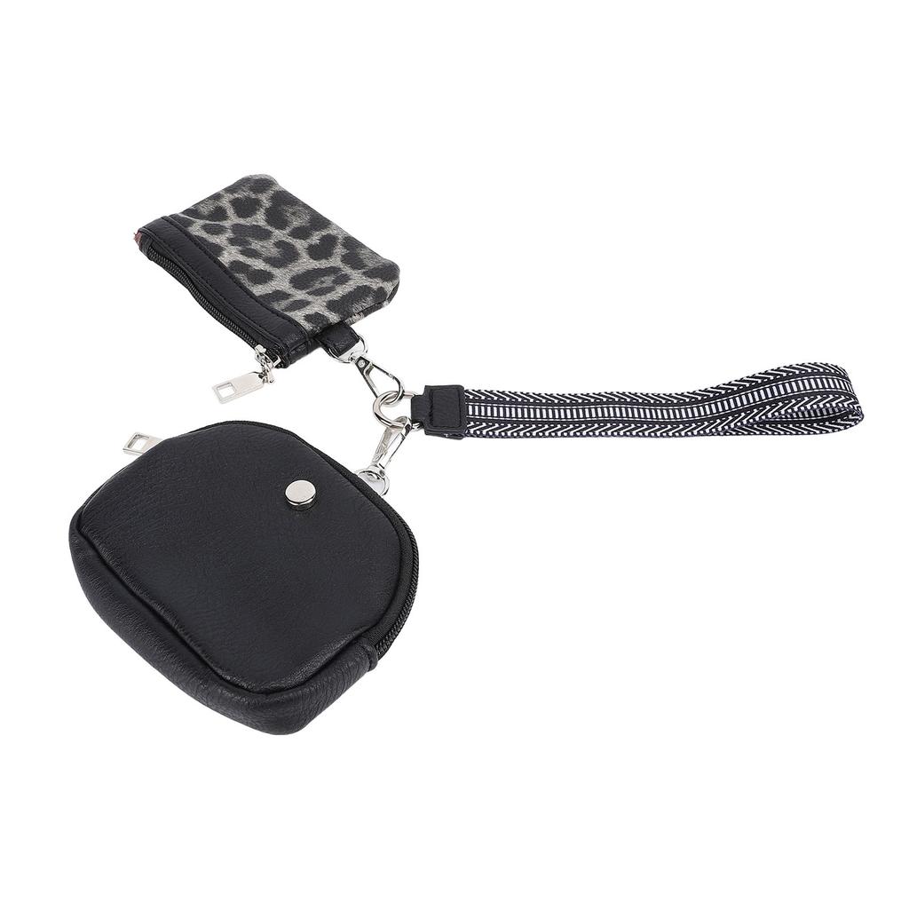 Mini Zip Wristlet Wallet Water Resistant Detachable Fashionable Dual Pouch Coin Purse Keychain for