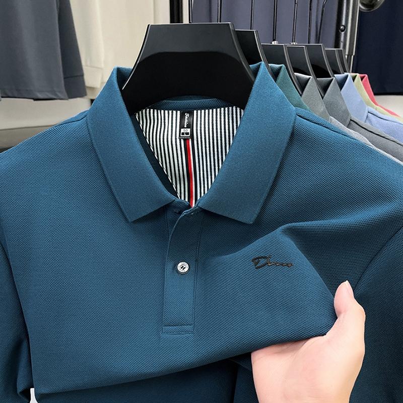 Wovey Heren Katoenen Lapel Poloshirt Zomer Collectie Print Korte Mouwen T-shirt Designer Kwaliteit Vrije Tijd Zakelijk Kantoor Herenkleding 4XL