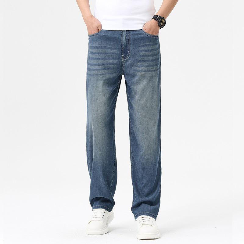 

Джинсы мужские свободные деловые прямые летние новые тонкие больших размеров повседневные брюки 42