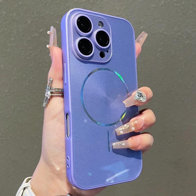 Luxus Für Magsafe Glitzer Aurora Glänzend Handyhülle Für iPhone 15 16 Pro Max 14 Plus 13 12 11 Vollständiger Linsenschutz Rückseite