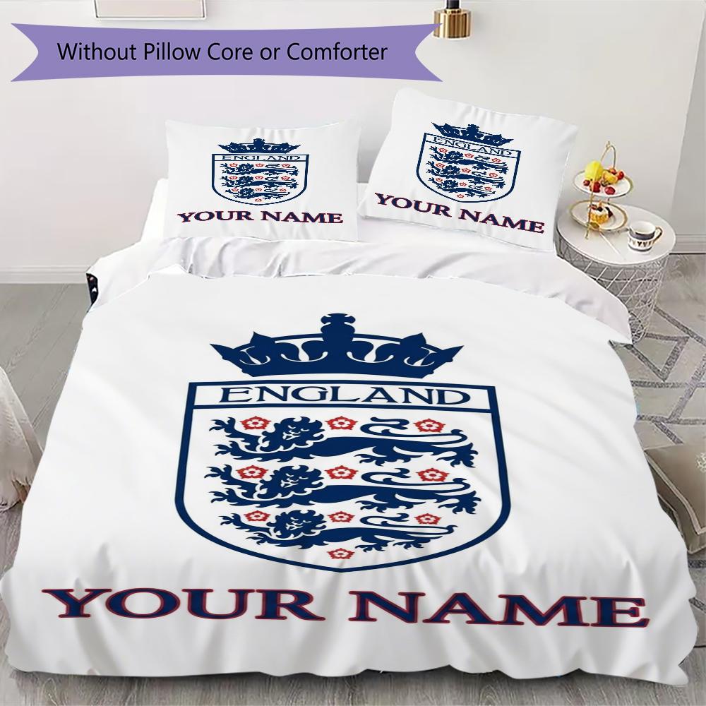 Custom Name England National Pattern Bedding,Quilt Set Quilt Cover Pillowcase Home Birthday Gift(1 * duvet cover + 2 * pillowcase, without core)_lx