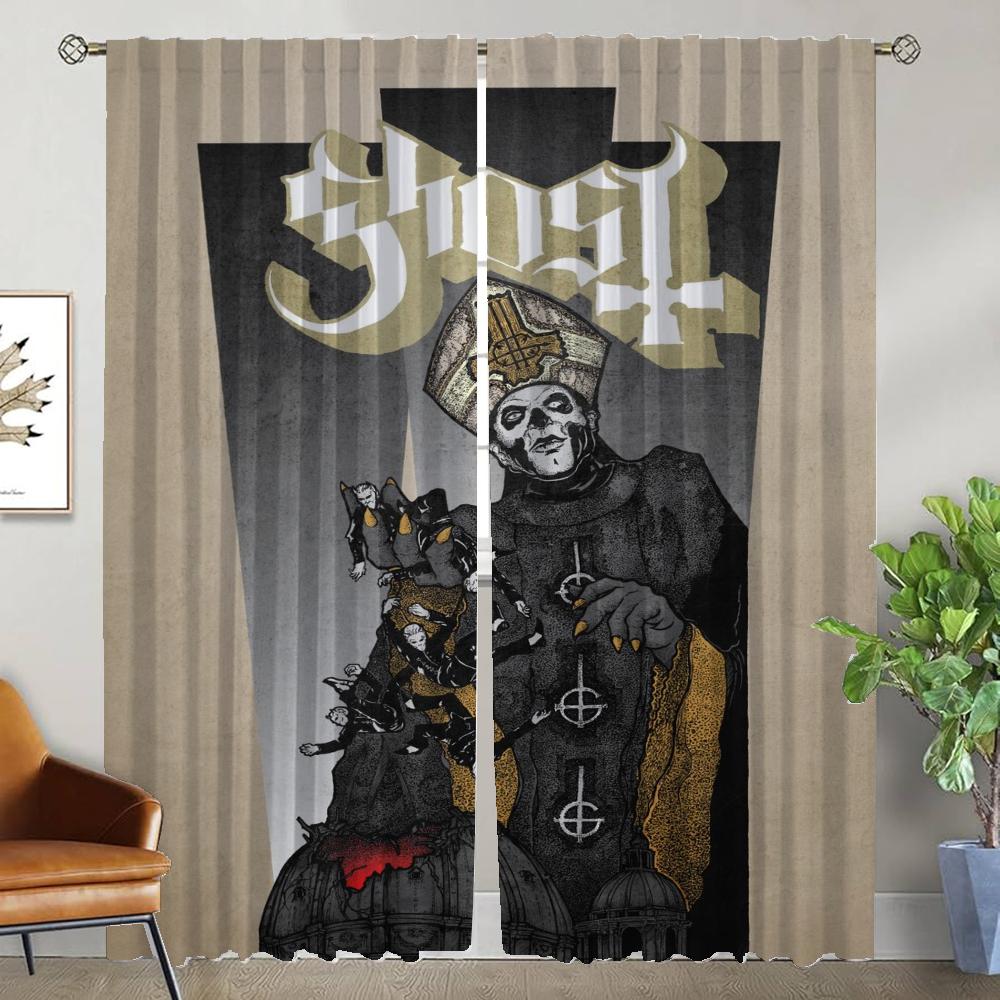 

Ghosts Band Home Interior Curtains for Living Room Partition Shades Tulle for Bedroom Halloween Decoration Curtains 2 Pieces W50xH70cmx2pcs-CL