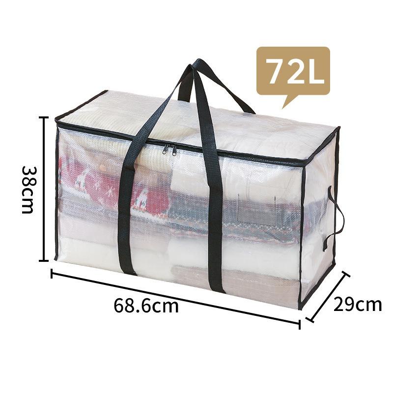 

Large Capacity Soft Storage Bag with Handle Foldable Travel Luggage Bags Suitable for Waterproof PP Storage Bags for Clothing Blankets and Bedding 68.6x29x38cm 1PCS прозрачный