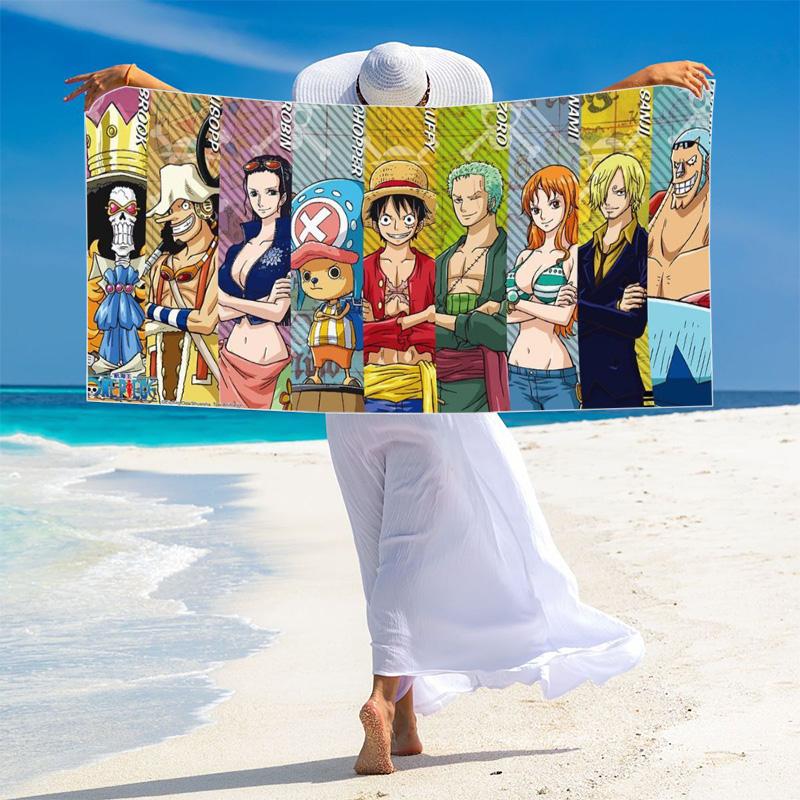 Pirate Anime Print Beach Towel, Large Soft Quick Dry Towel for Beach Camping Swimming