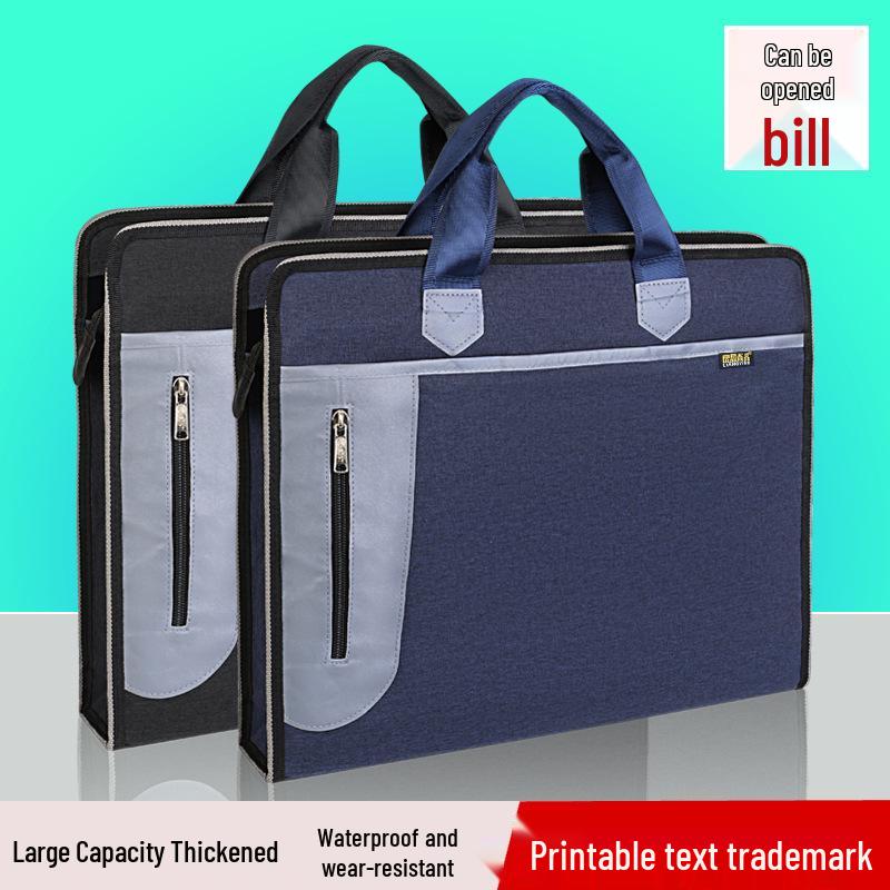 Custom Canvas Document Bag with Zipper - Business or Student Use, Logo Printable A4