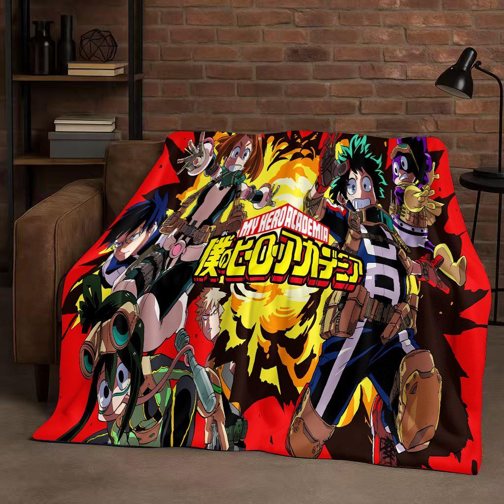 HD Anime My Hero Academia Bakugou Deku Cartoon Flannel Blanket,Ultra Soft Warm Plush Throw for Home Bedroom Bed Sofa Cover Kids