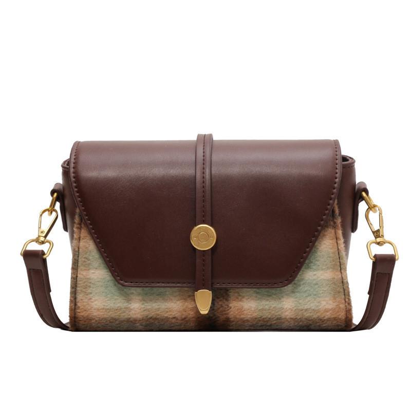 Small Cross-border Bag Stylish Plaid Shoulder Bag 2023 Autumn Winter New Woolen Bag
