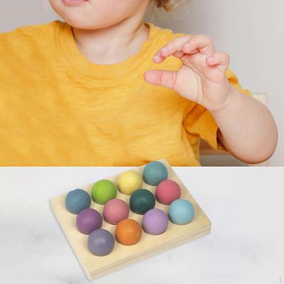 Rainbow Balls Matching Toys Wooden Color Sorter Game Sorting 12 Preschool Learning Montessori
