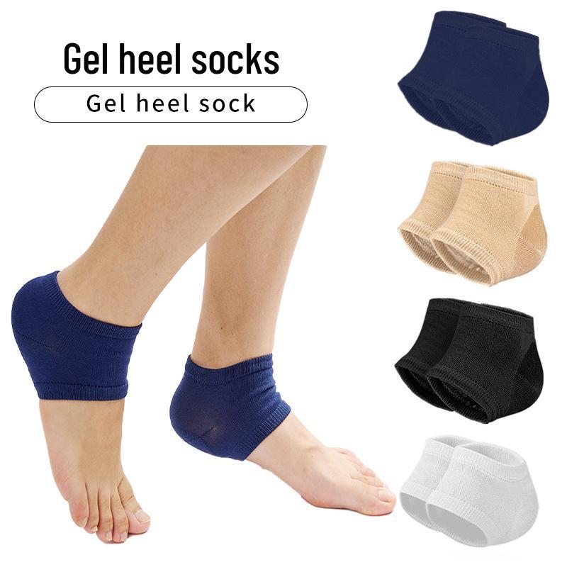 Unisex Fersenpflaster & Halbsocken mit Gelpolsterung - Rissschutz, Anti-Trockenheits-Sleeves in Weiß & Hautfarbe.