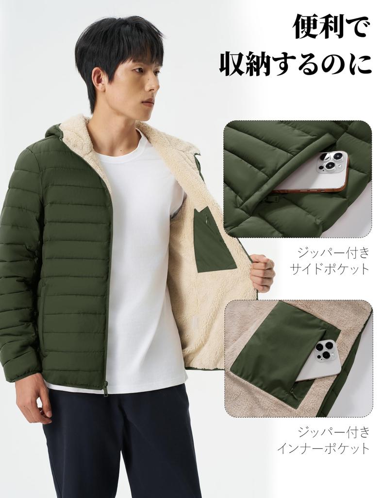 KEFITEVD Warme gefütterte Jacke mit Fleece Perfekt für Winter und Outdoor Armeegröße L Herren Innenfutter, Wandern, Angeln, Aktivitäten, Dick, Grün,