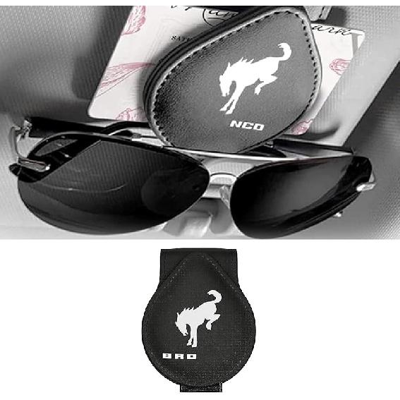 Car Sunglasses Holder Compatible with Bronco Sport Leather Magnetic Glasses Mount Holder Eyeglasses Sunglasses Clip Visor Sunglass Holder Accessories 1x Black