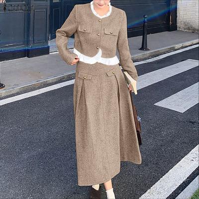 Blouse à manches longues pour femmes et jupes longues Ensembles décontractés deux pièces