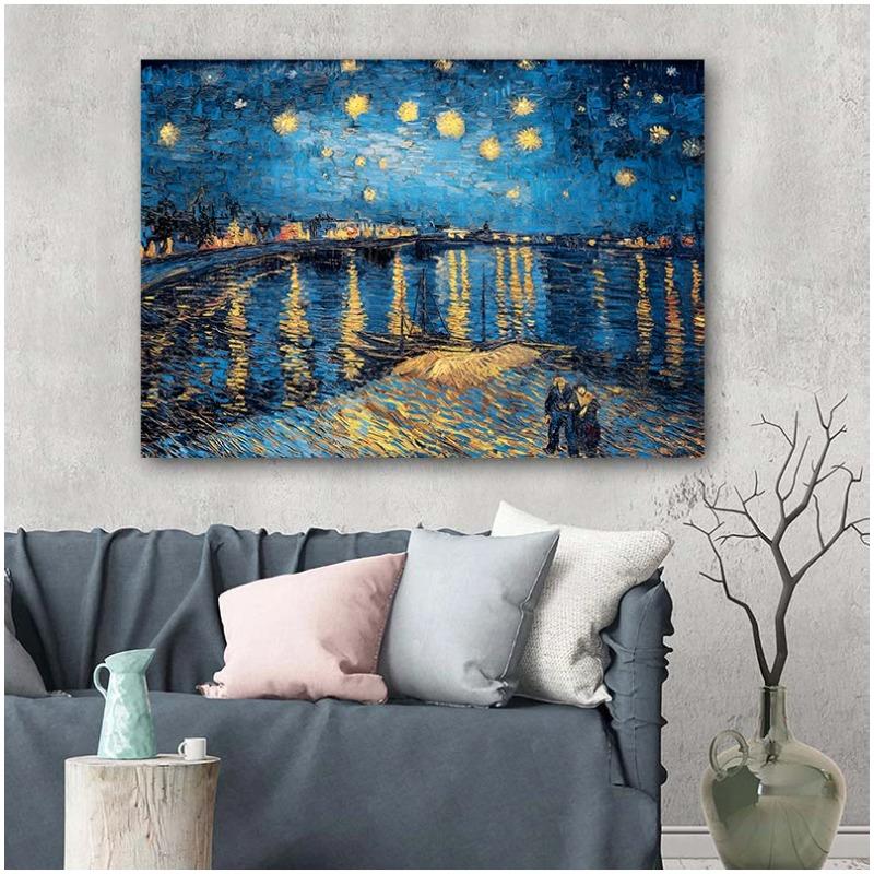 Van Gogh Notte stellata Paesaggio astratto Canvas Poster Famoso classico Wall Art Print Immagine decorativa Modern Living Room Decor