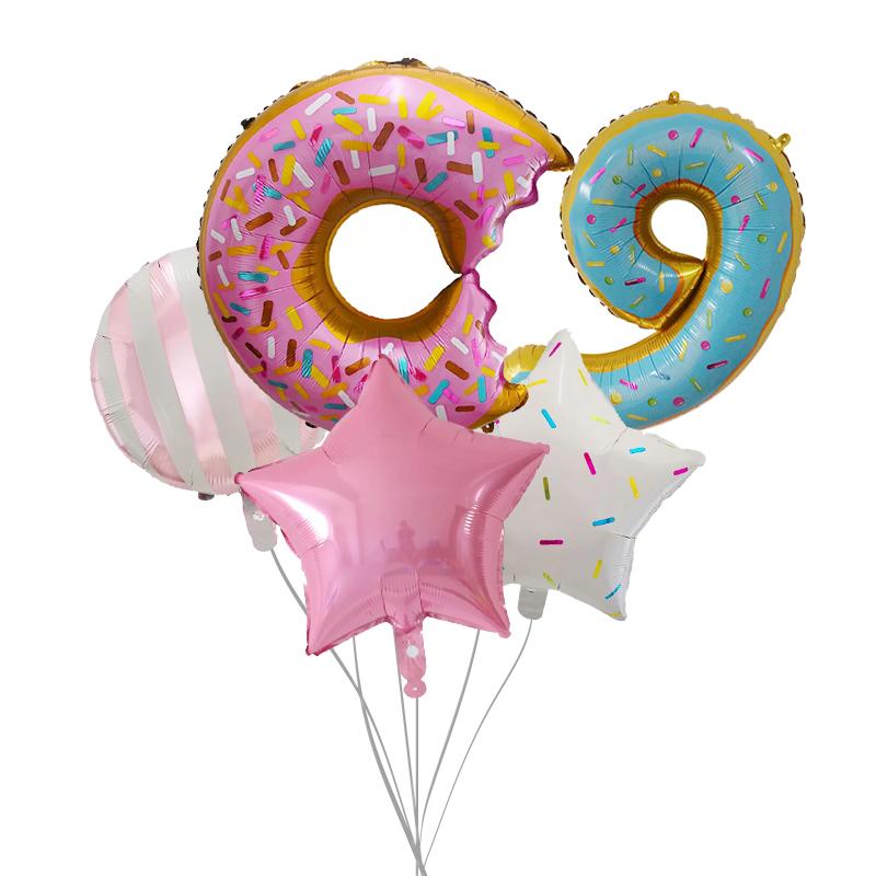 

5pcs Donut Candy Balloon Baby Birthday Party 32 Dount Number 1 2 3 4 5 6 7 8 9 Balloon Inflatable Balls Baby Girl Supplies Other