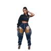 Women's Fashion Ripped Rhinestone Tassel Hip-Lifting Jeans
