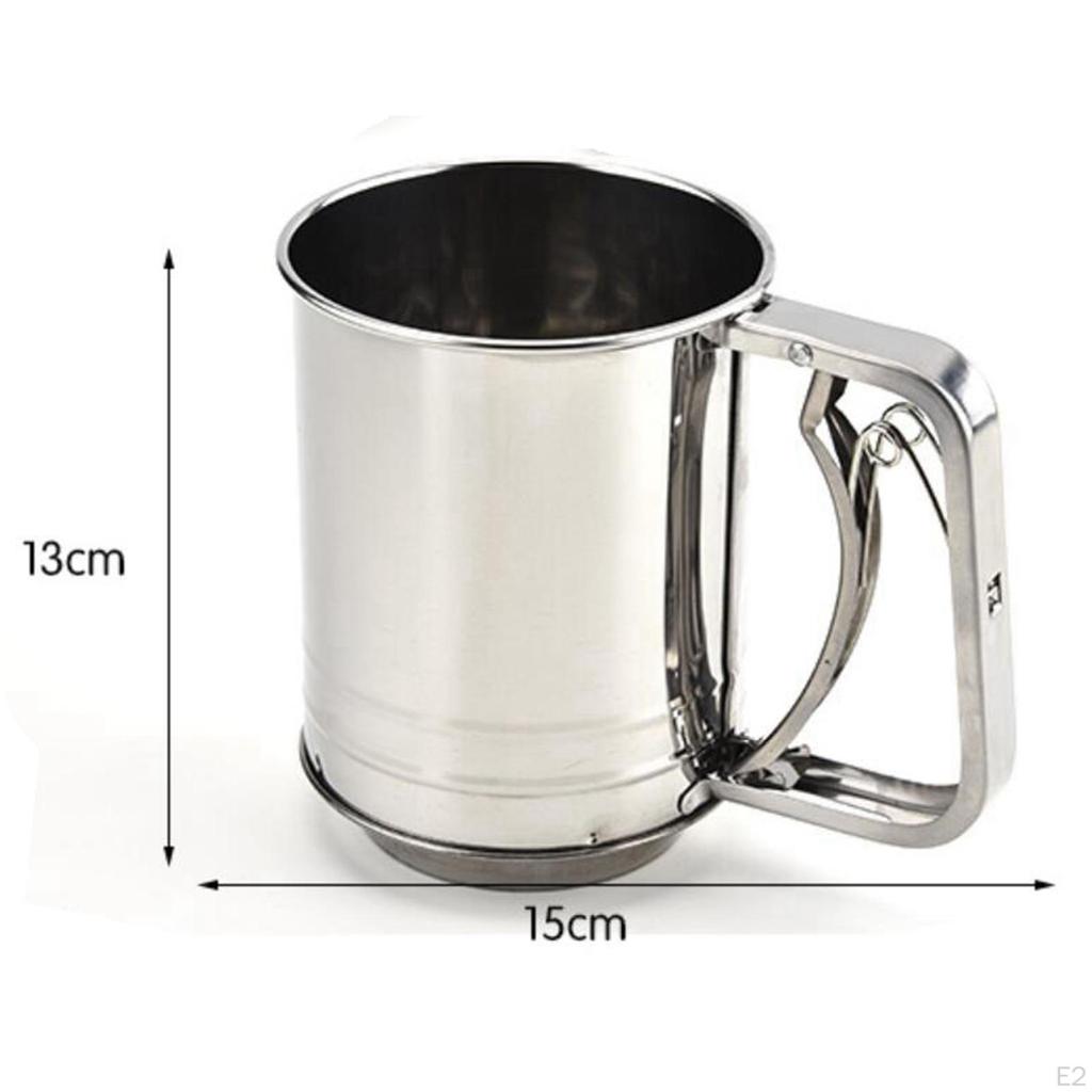 Mehlsiebbecher, Manuelles Backsieb-Netz, Edelstahl-Schüttler, Feinmaschig für