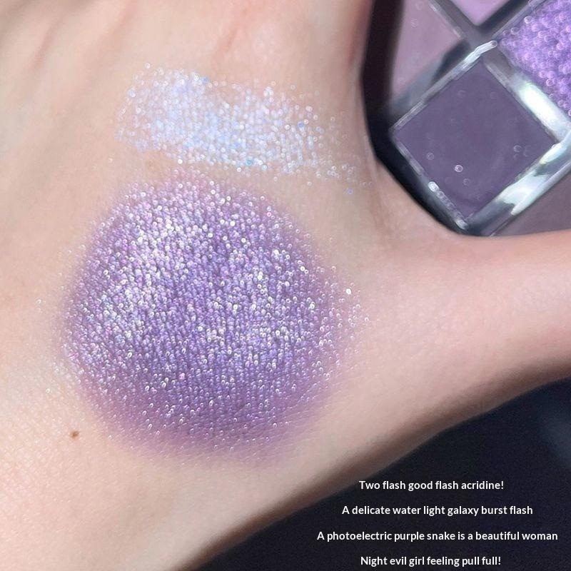 Girls Nine-color Eyeshadow Disc Smoke Purple Lace Pearlescent Matte Highlight Gray Purple Babes Multi-function
