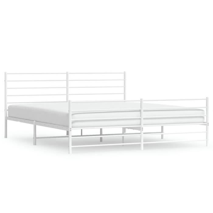 VidaXL Cadre de lit métal avec tête de lit-pied de lit blanc 200x200cm 352393