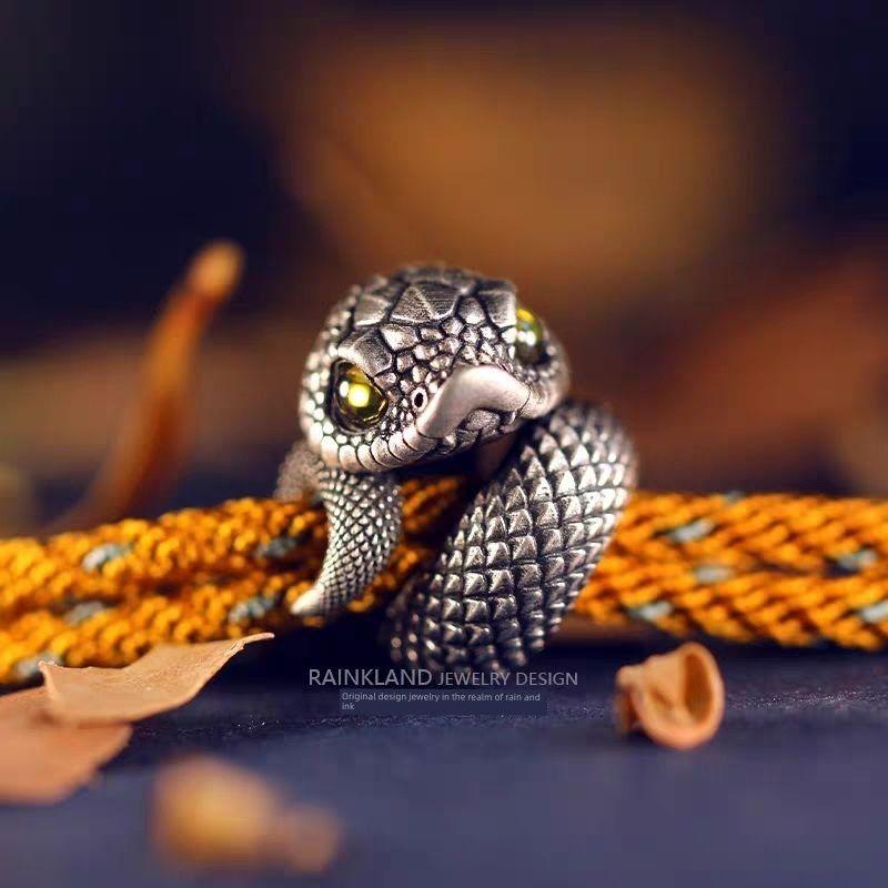 

Змея для управления Землей Дождя Тушь Оригинал Год Змеи Зодиак Ретро Стерлинговое Серебро Этот Животный Год Красная Веревочная Переноска Подарок для Пары Color