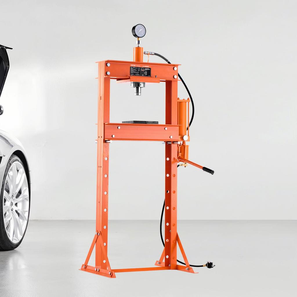 VEVOR Hydraulic Shop Press, 20 T H-Frame Pneumatic Shop Press with Press Plate