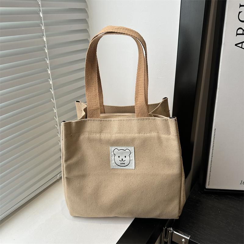 

На работу Маленькая сумка Высококачественная мелочь Холщовая сумка Легкая маленькая сумка Сумка для поездок на работу Женская сумка для еды большой вместимости 22*22.5*14cm хаки