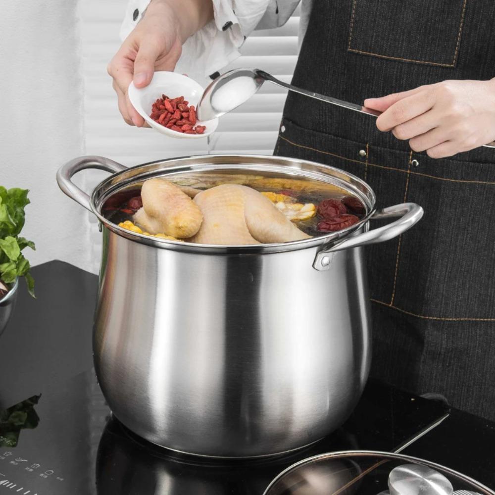 Large Stock Pot 5L with Lid - Stainless Steel Cookware Stockpot Healthy Cookware Polished Stockpots Soup Pot