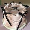 Modelo de Bolo de Aniversário de Simulação 6 Polegadas / 15cm Estilo Ballet Fada Fita Laço em Forma de Creme Adereço para Foto Decoração de Restaurante Exibição