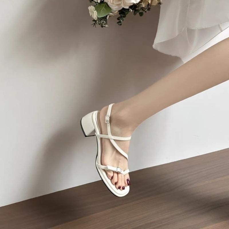 Fashion New Women Summer High Heel Shoes Solid Color Simple Women's Causal Sandals Open-toe Fashion Ladies Wedding Party Sandals Elegant