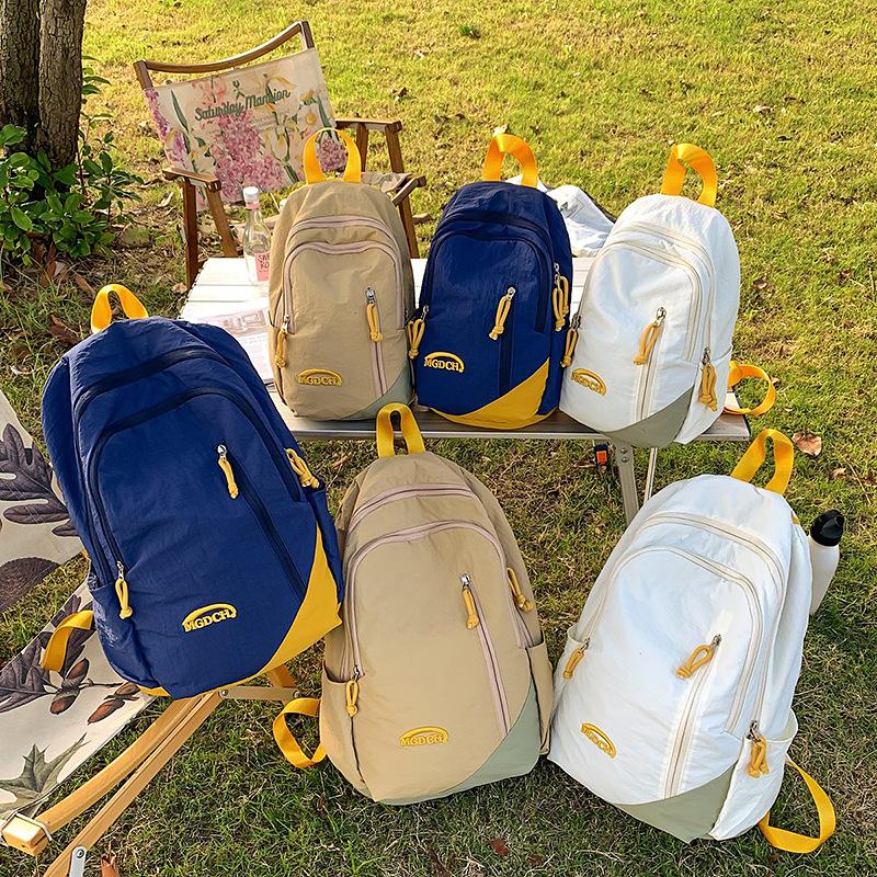 Color Block Schoolbag Women's Backpack Large Capacity Student Travel Backpack