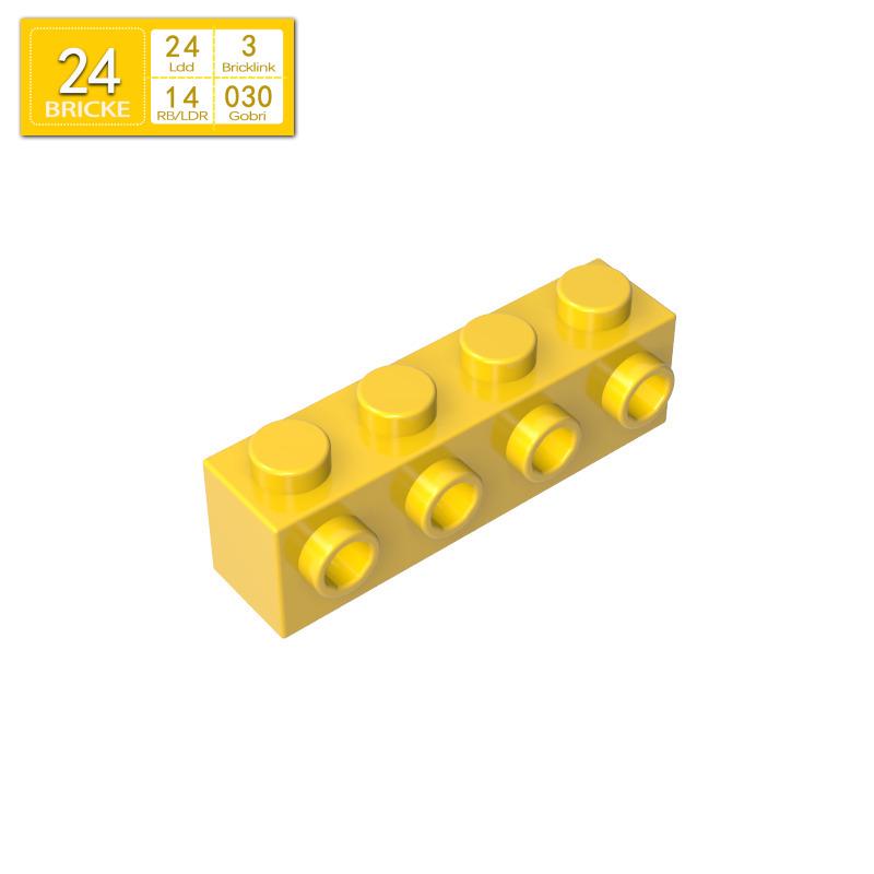 BRICKE 1x4 Brick with Side Stud & Adapter, Compatible with LEGO 30414 Educational Blocks, Puzzle Teaching Aid Unit