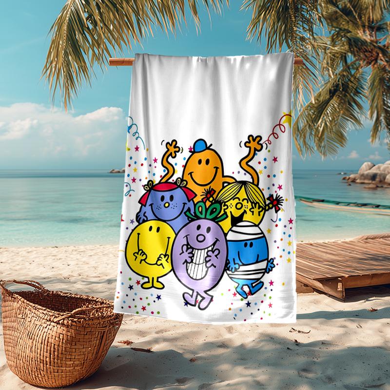 Ultra-Soft Beach Towel with Mr. Men and Little Miss Theme,Ideal for Pool - Camping, Diving - Perfect Travel Essential, Vibrant Beach Towel.